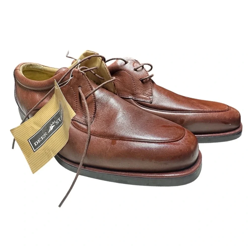 Deer Stags Arthur Mens Size‎ 13 Brown Smooth Moc Toe Oxford Dress Shoes NWT